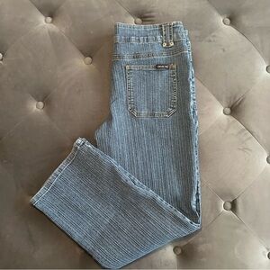 Vintage Gasoline Straight Leg Striped Effect Jeans with Stretch, Sz 10